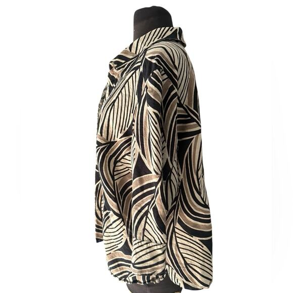 East 5th Linen Blend Neutral Tropical Lagenlook Top Women Size 3X Resort Scandi - Picture 3 of 7